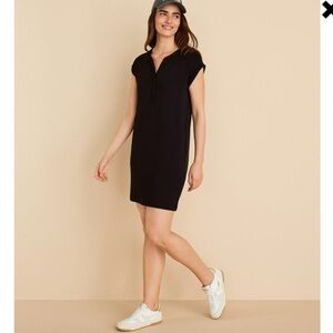 Lou & Grey Black Tunic dress with Mandarin Collar